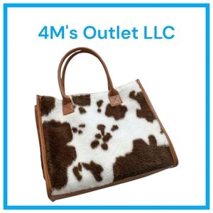 Brown and White Faux Fur Tote Bag